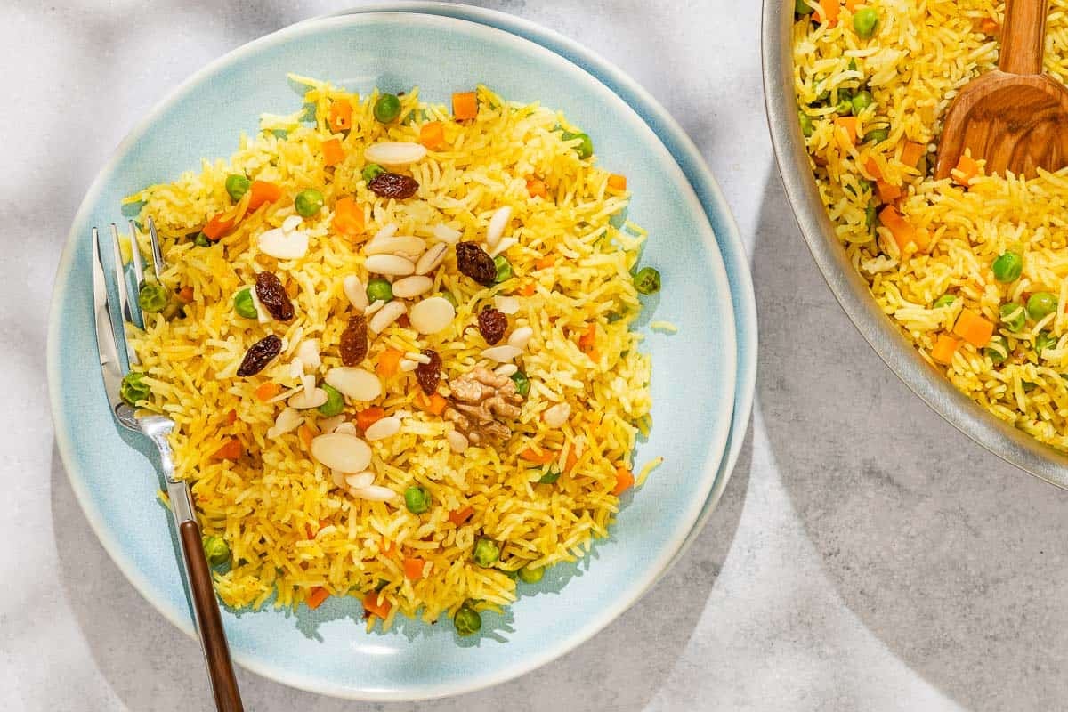Middle Eastern Rice Pilaf: Spices, Nuts, & Veggies for a Fluffy Side